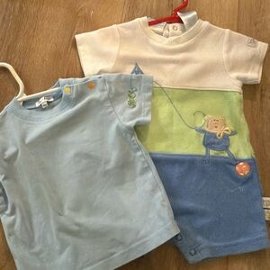 Vintage Blue and White Baby Rompers